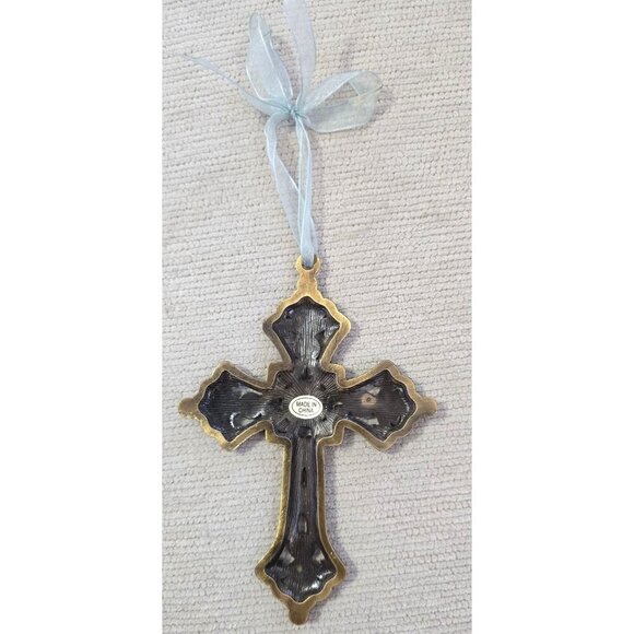 Vintage-Style Rhinestone Cross Ornament With Ribbon Hanger 5-1/2"H x 4"W - Picture 3 of 6